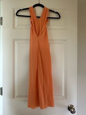 Vici Orange Sleeveless Halter Maxi Dress